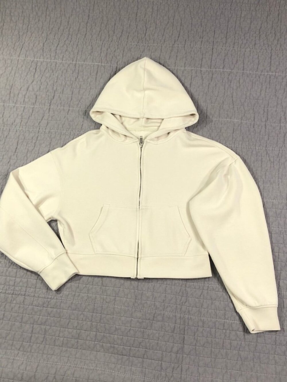 4/$15 Hoodie Women Small Off White Zip Cropped Hooded